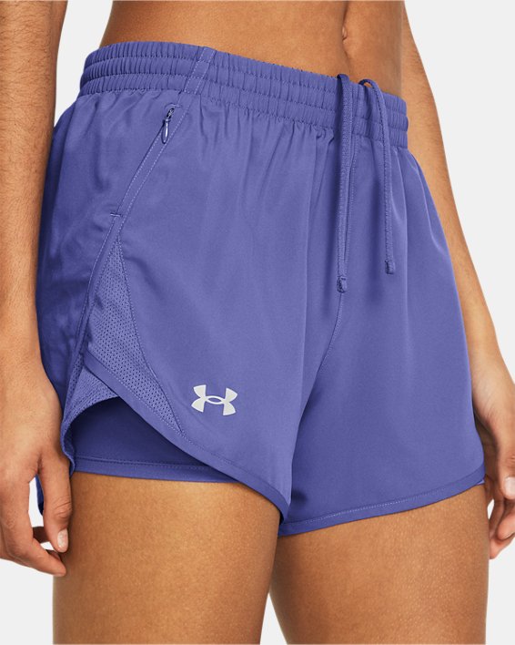 Women's UA Fly-By 2-in-1 Shorts in Purple image number 3